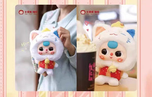 2024New Baby Three Lucky Cat Zipper Bag Series Blind Box Decoration Backpack Pendant Cute Vinyl Doll Mystery Box Christmas Gift